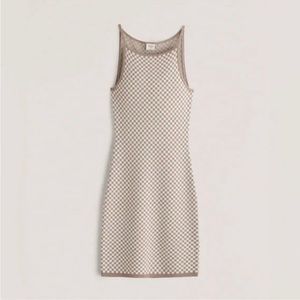 A&F High Neck Checkered Fitted Mini Dress NWOT